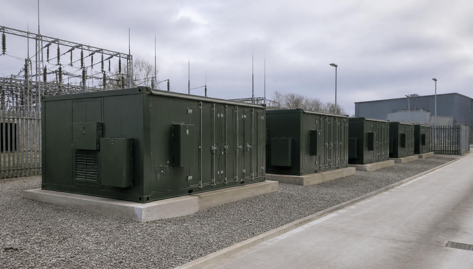 Battery energy storage containers beside a substation